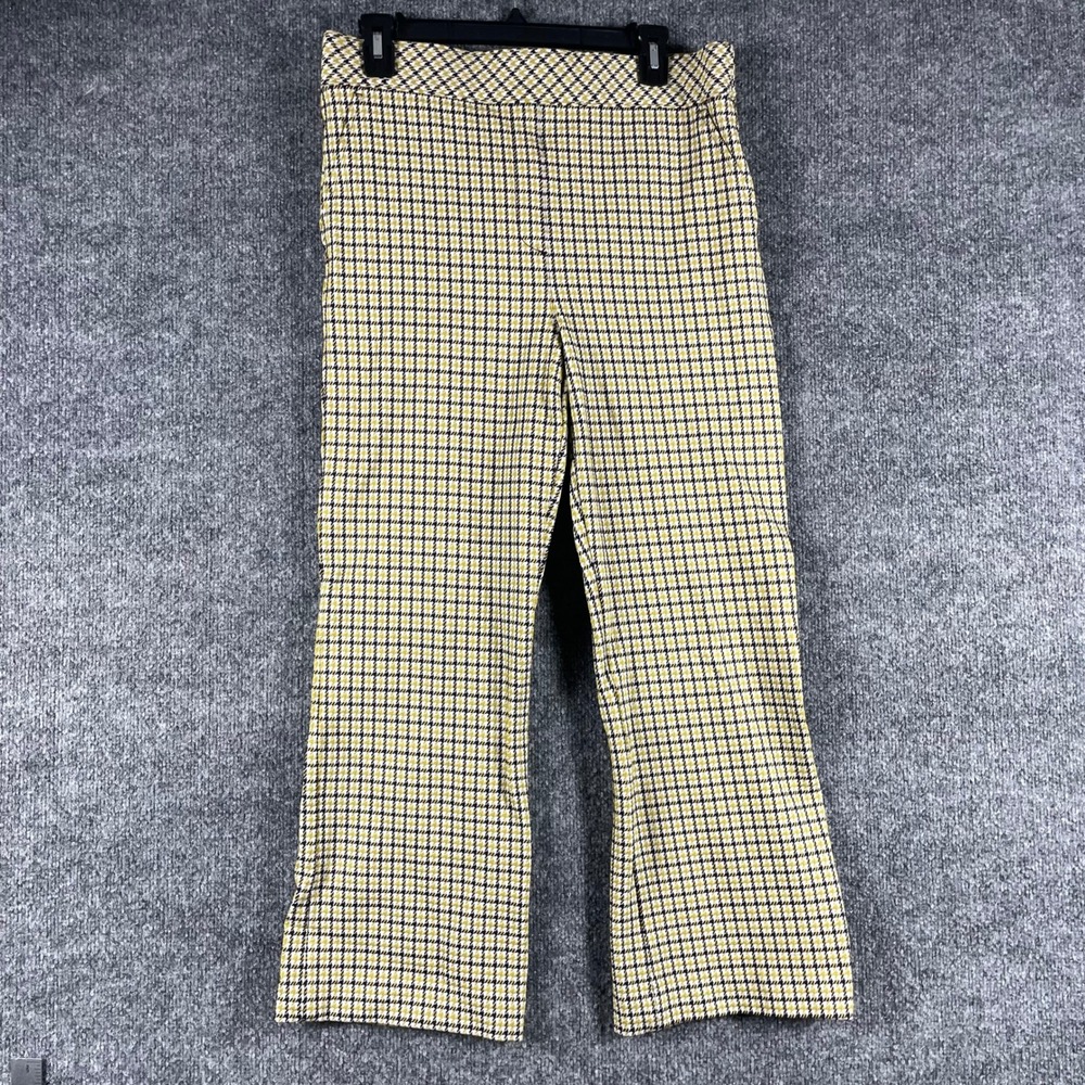 Spanx Pants Womens XL Yellow Houndstooth The Perfect Pant Flare Slimming Plaid